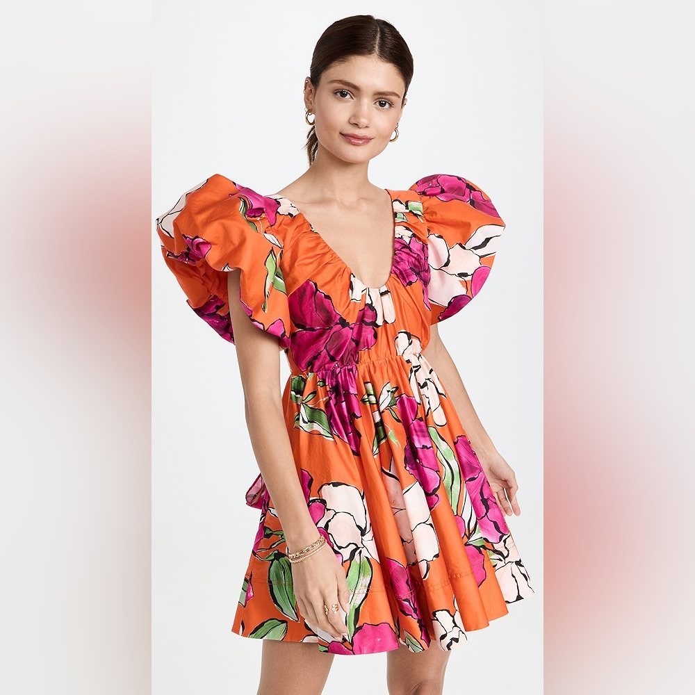 Aje Multicolor Puff Sleeve Mini Dress